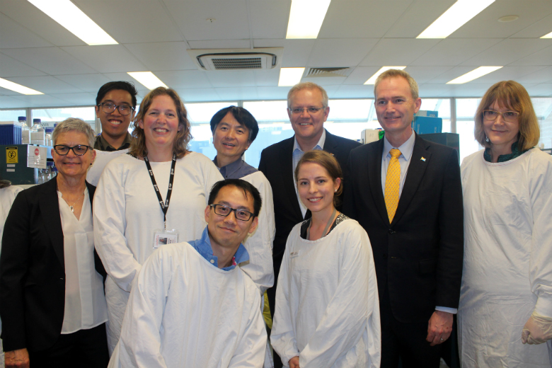 Prime Minister with hospital staff 