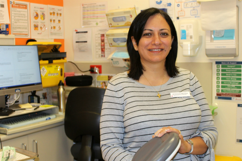 Woman in dental clinic setting