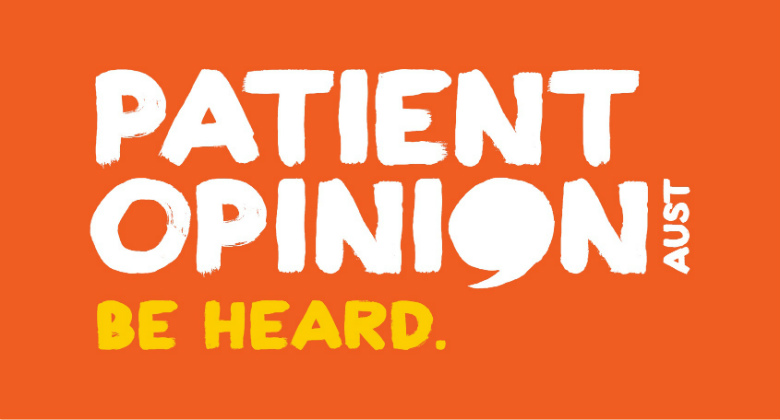 Orange logo with words Patient Opinion, be heard