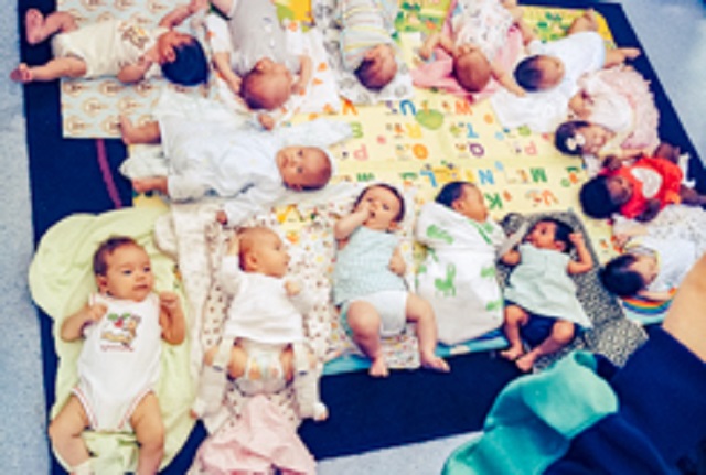Babies on the floor at a parent group