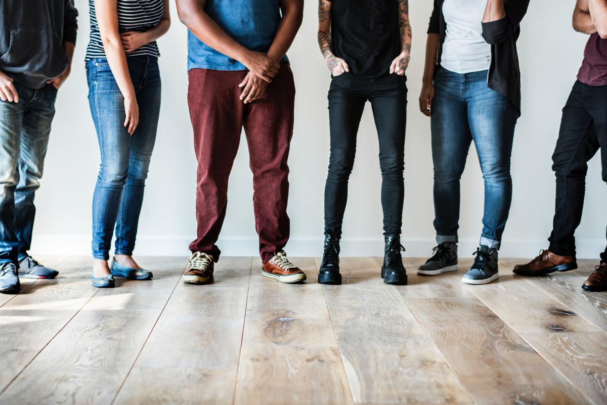 A group of young people's legs