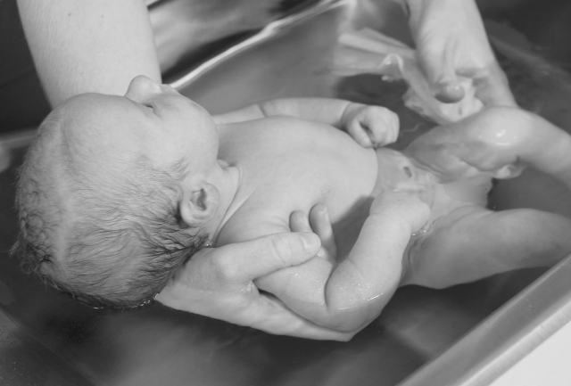 Newborn bathing demonstration