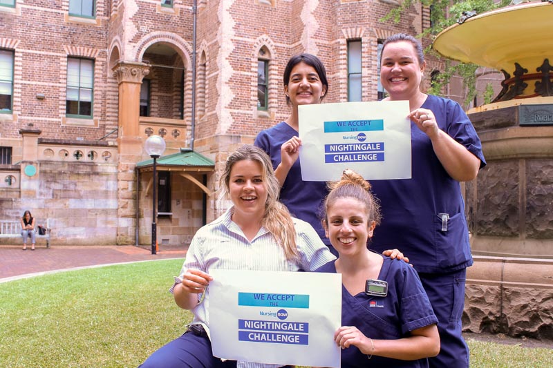 Sydney/Sydney Eye Hospital nurses out the front of the Nightingale Building  