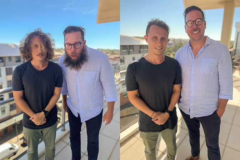 Before and after photo of the brave shavers – Luke Datson & Christian Van Reede