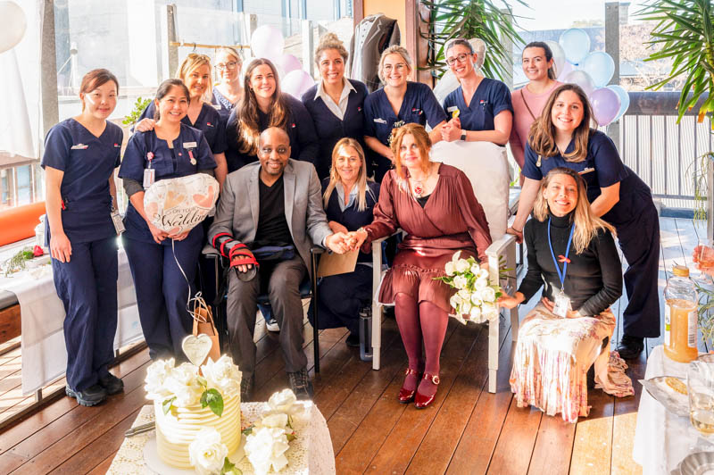 At the ceremony – Kevin, Simone and their family with Prince of Wales Hospital staff