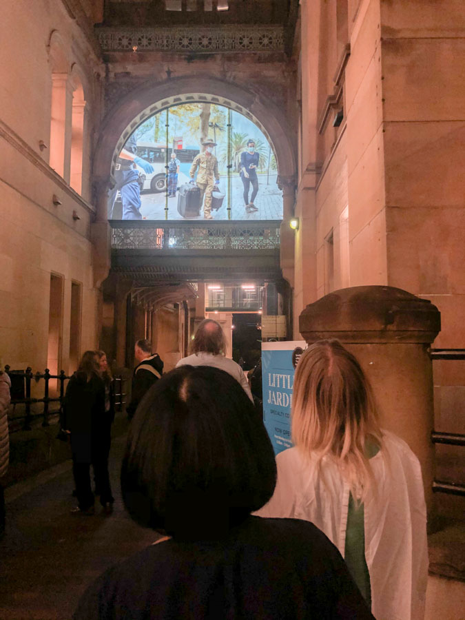 One of the images projected onto the hospital