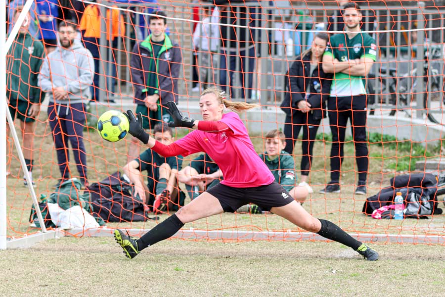 Danielle Bartels saving the day as goalie.