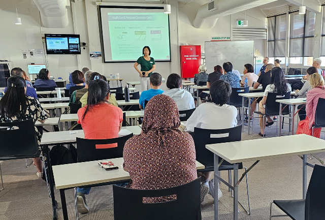 An information session on healthcare in Australia to a multicultural community