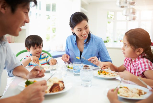 Picture of a multicultural family having lunch