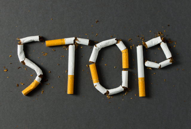 Image of 'STOP' spelt out with cigarettes