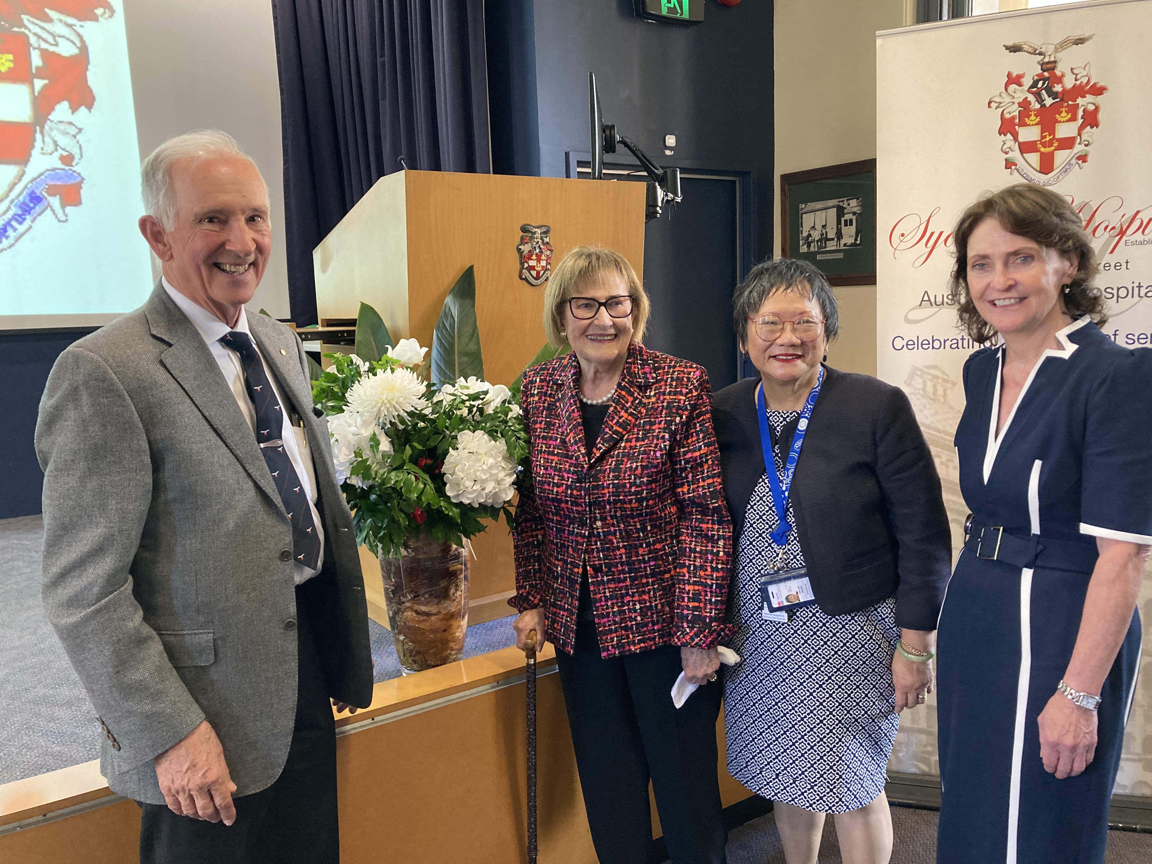 Dr John Graham (pictured left), Consultant Physician at SSEH 1974-2010; and Valda Wiles (second from left), an influential figure in Australian nursing who spent much of her career at SSEH.  
