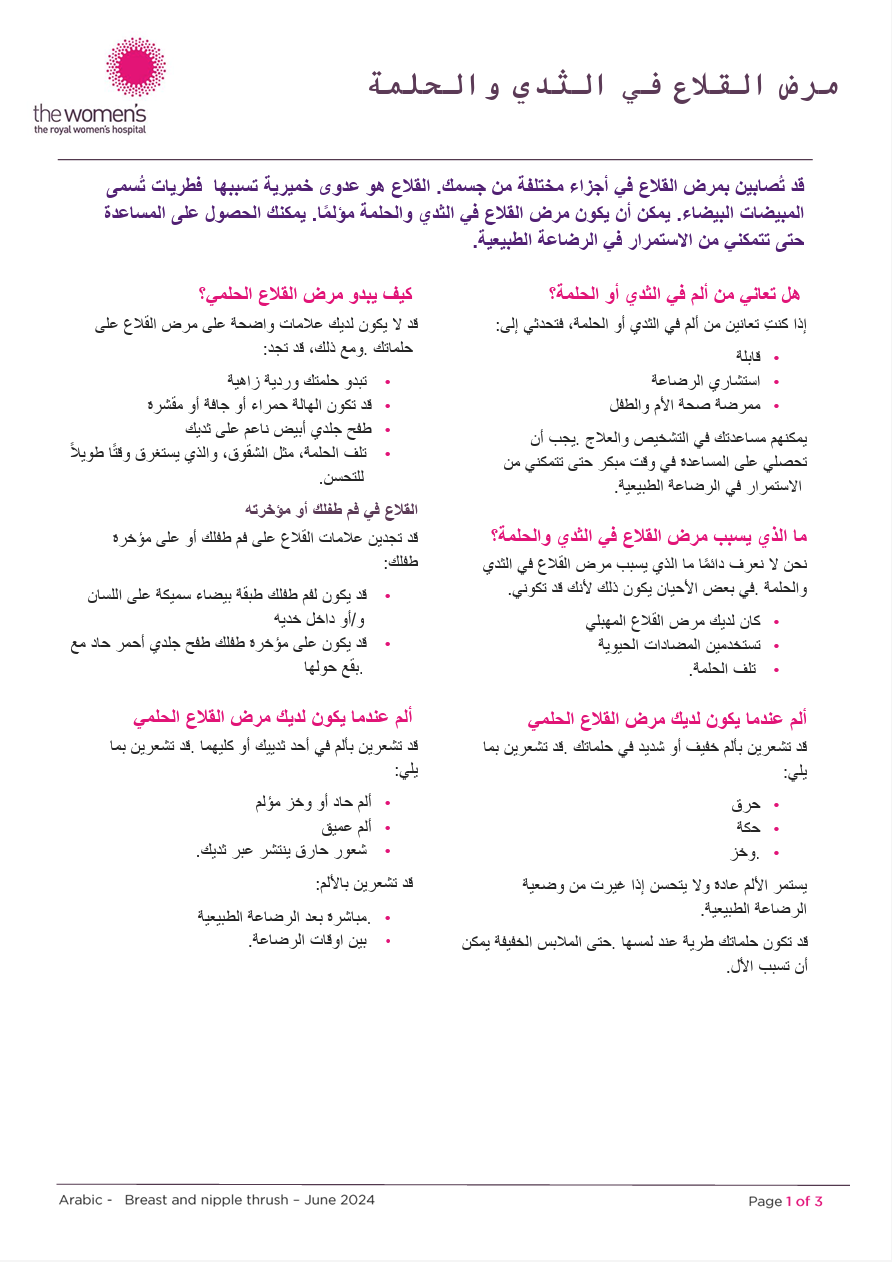 Breast and nipple thrush (Arabic)