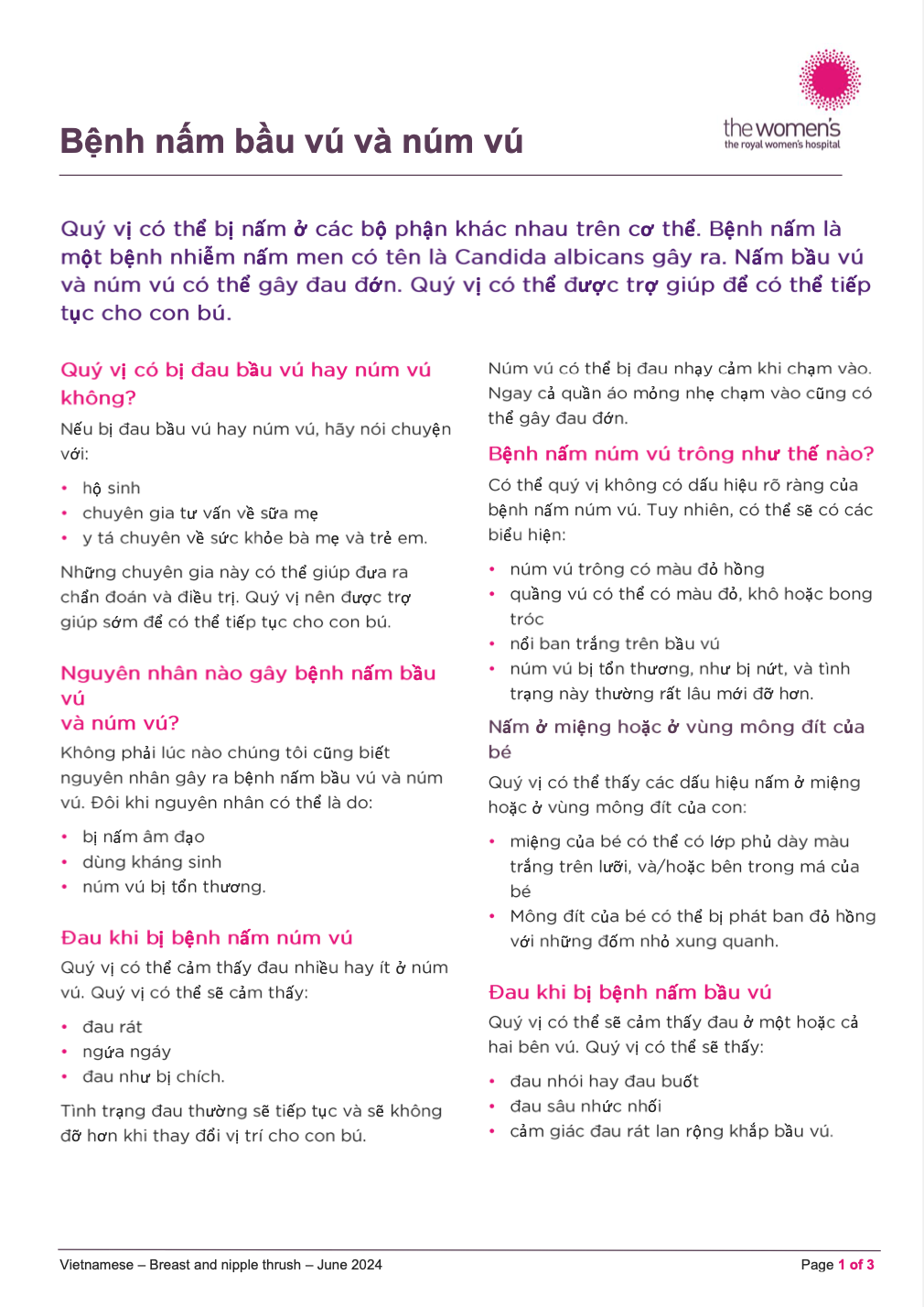 Breast and nipple thrush (Vietnamese)