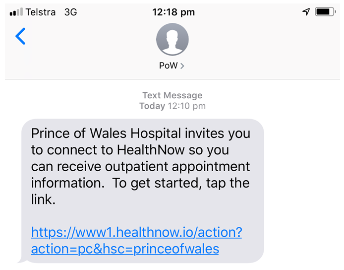 HealthNow text message