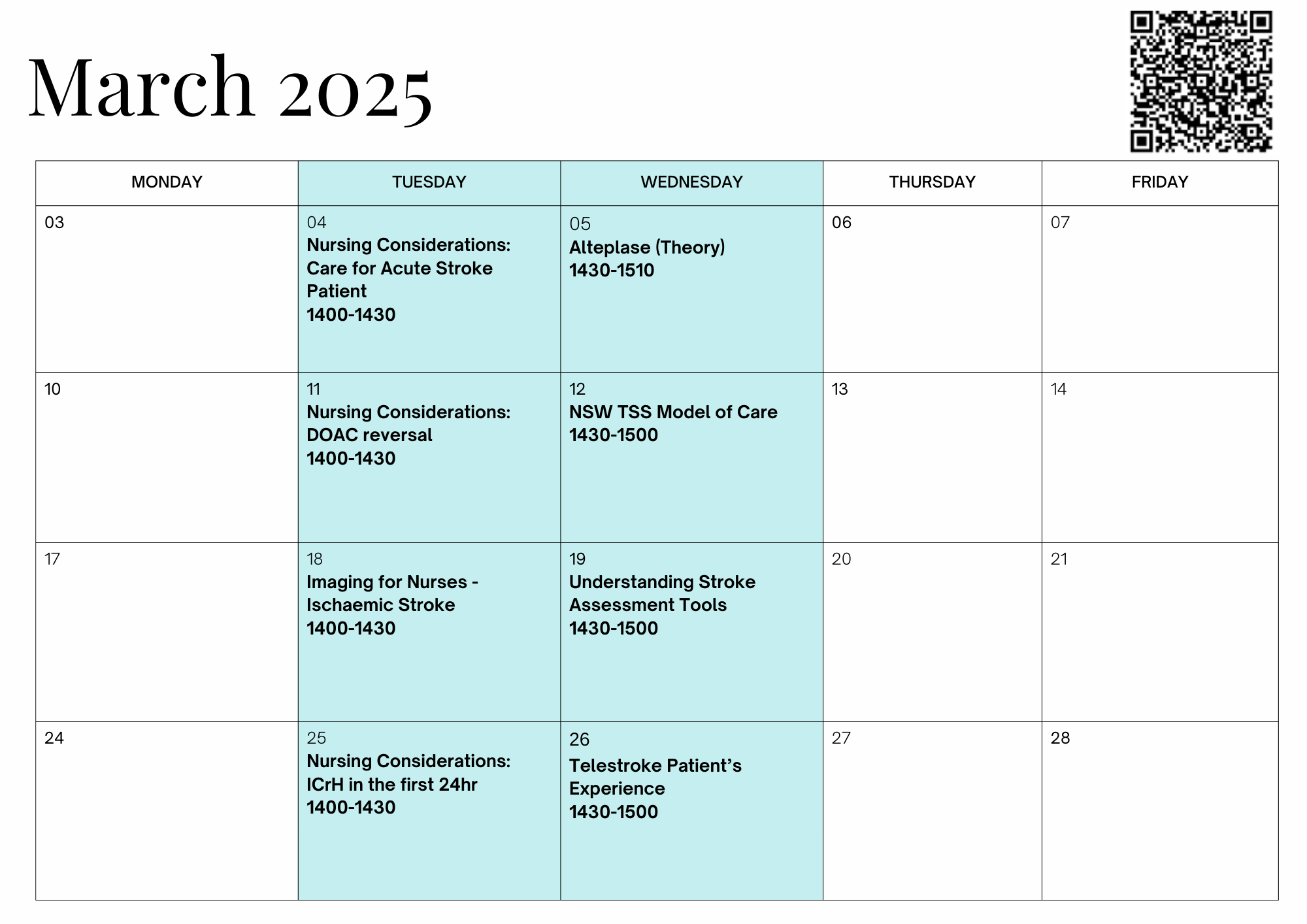 March Education Calendar
