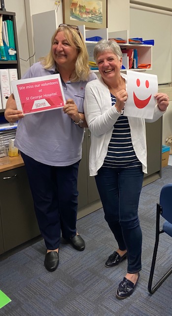 The Pelvic Floor and Bladder Unit staff showing their volunteers how much they are missed