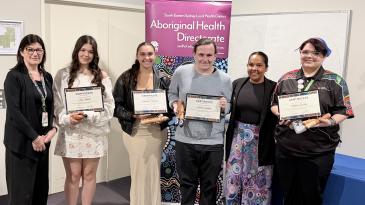 SBAT graduates with Skye Parsons, Director of Aboriginal Health, and Claire O'Connor, Director of Allied Health